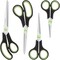 Scissors, Stainless Steel Blades Soft Grip for Home, School, Office. Black and Green, 4
